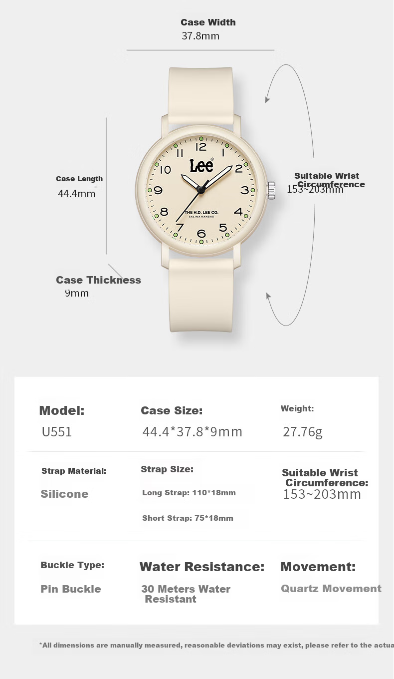 Lee Student Watch Calendar Youth Mechanical Exam Silent Pointer Unisex U553 Beige 11
