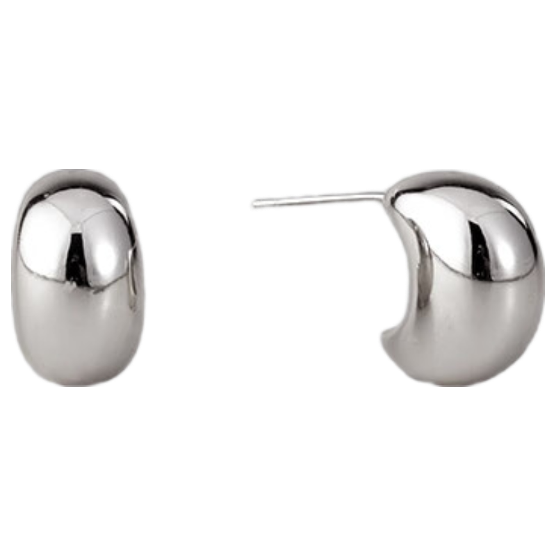 Aji Bean Small Silver Bean Stud Earrings for Women S925 Silver Minimalist Luxury Earrings High-End Niche Silver European and American Style Jewelry