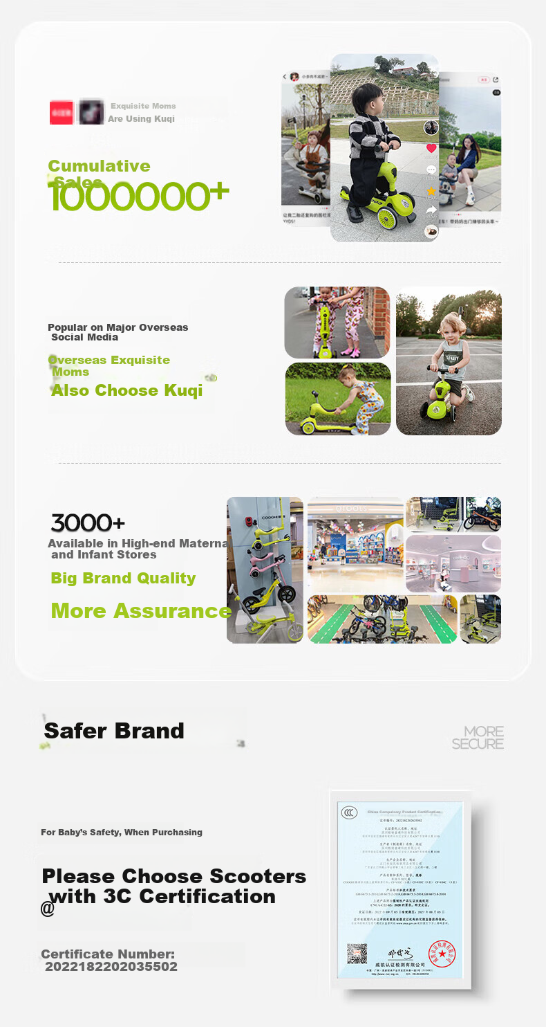 CoolQi 6-in-1 Scooter Baby Ride-on Car Children's Glider Stroller Magic 1-6 Years Universal Wheel CoolQi 5