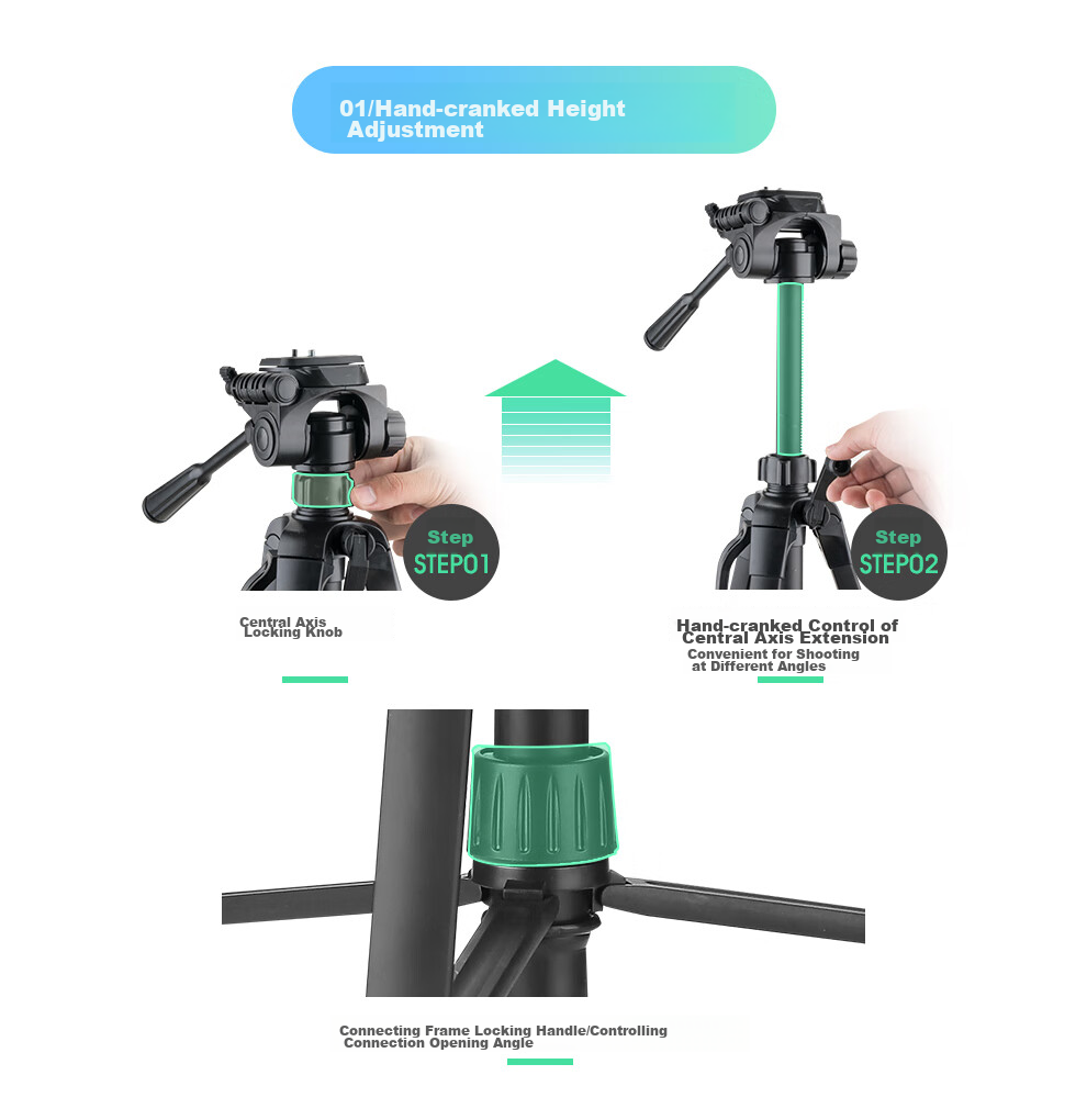Weifeng WT-3540 Digital Camera/Mirrorless And DSLR Tripod, Aluminum Alloy Lightweight Tripod, Photography And Videography Phone Selfie Live Streaming Outdoor Projector Floor Stand 11
