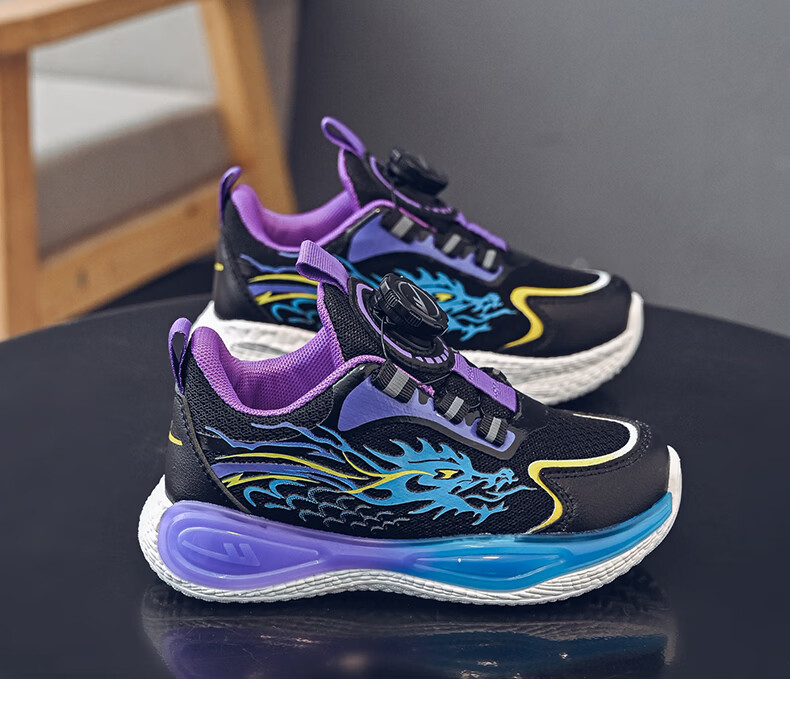 Warrior Boys' Spring Running Shoes Mesh Breathable Rotating Buckle Casual Sports Shoes WZ-2227 Light Blue White Size 34 9