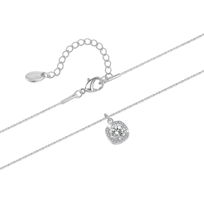 Aji Bean Necklace Gift Exquisite Sparkling Small Sugar Cube Pendant Clavicle Chain for Girlfriend Wife Silver