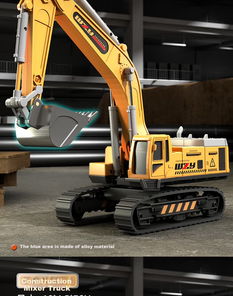 Wild Knight Engineering Vehicle Alloy Series Set Excavator Crane Toy Car for Boys Ages 3-6 Birthday New Year Gift 4