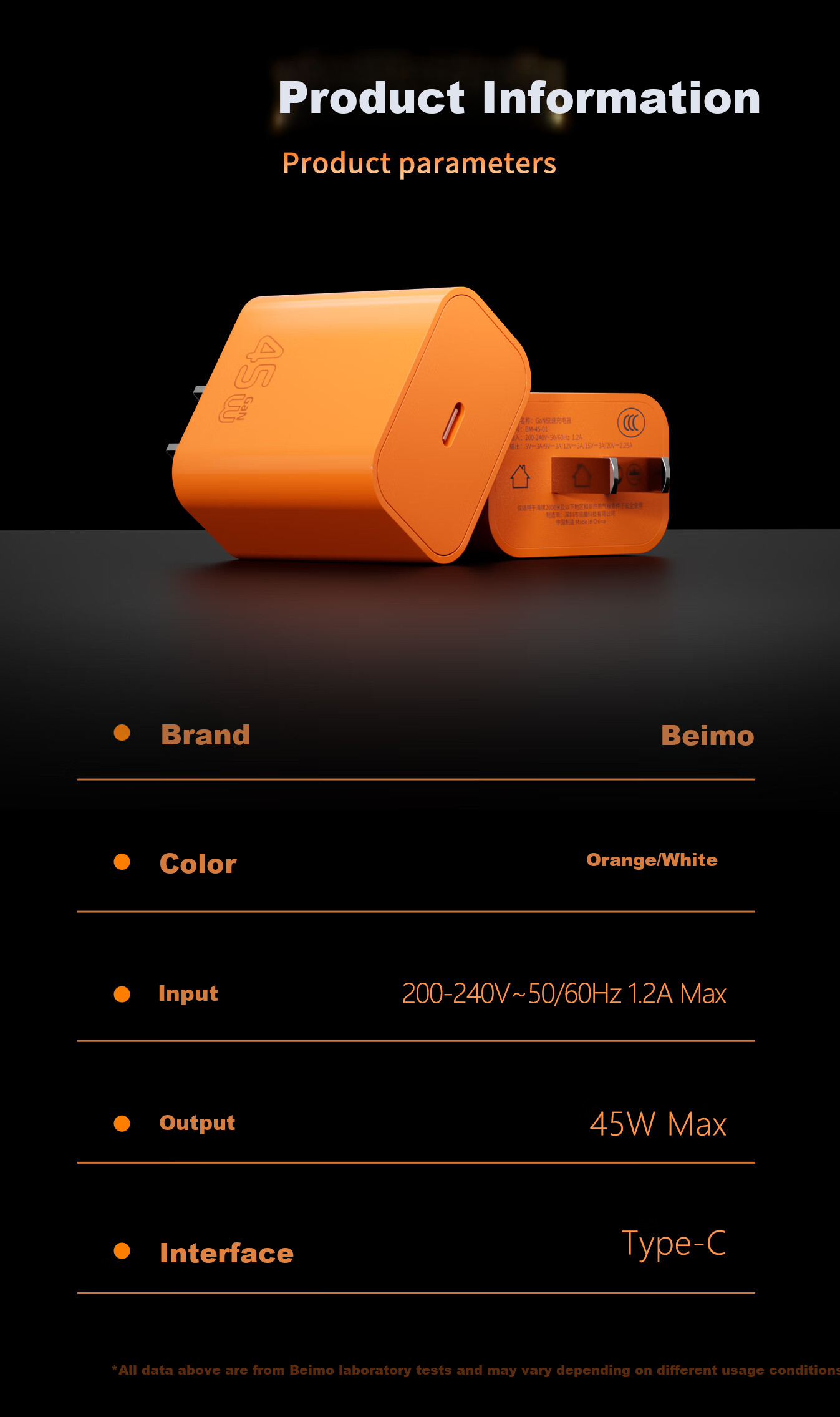 Beimo 45W Charger Set Compatible with Apple iPhone 17/16/15 Pro Max Air Type-C Devices, 40W GaN Fast Charger Adapter 15