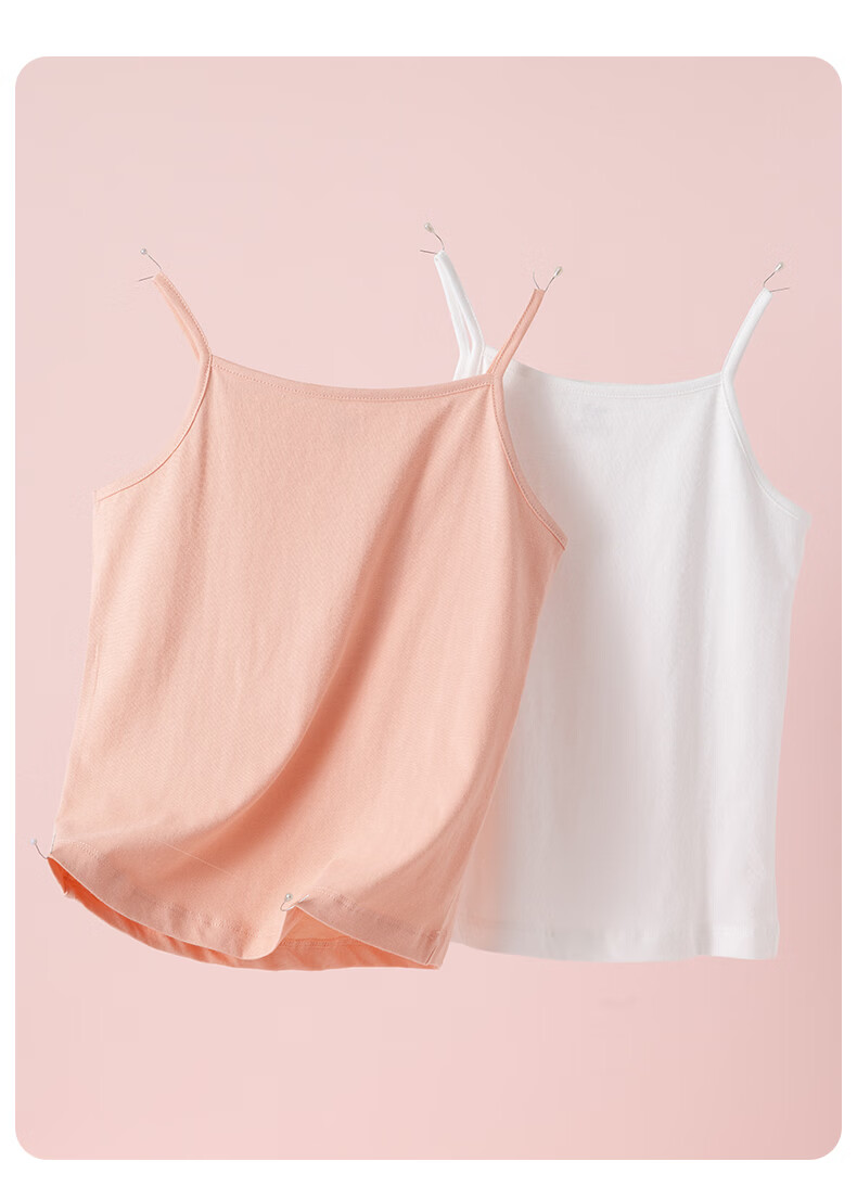 Dingguagua Children's Cotton Tank Top for Girls, Lightweight Breathable Undershirt for Spring And Summer, White + Pink, Size 160 15