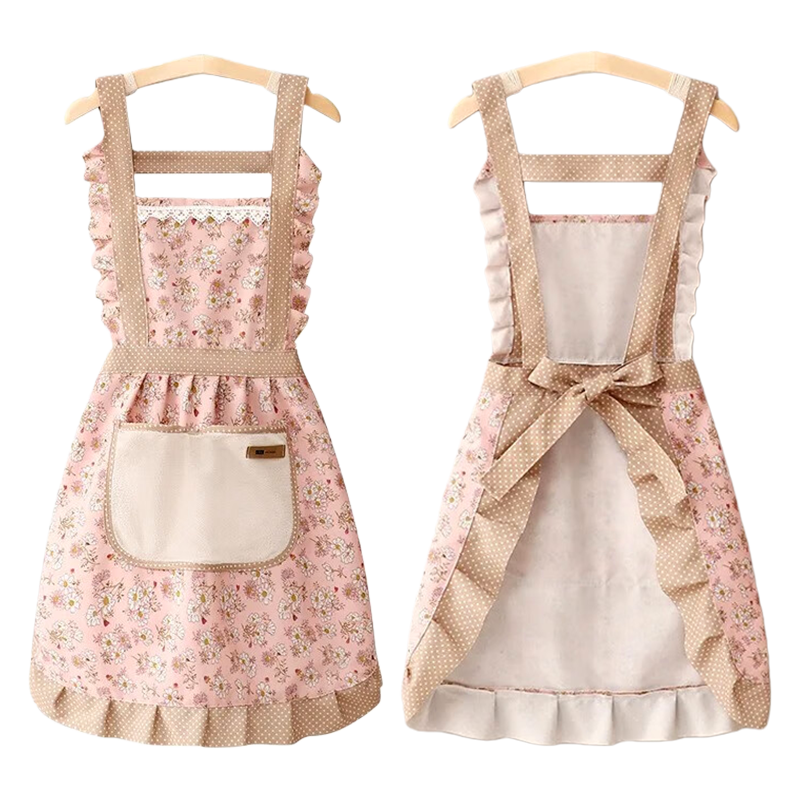 MENGTING Erasable Apron, Kitchen Clothing, Cooking Cover, Oil-Proof Waist Apron, Cooking Workwear with Neck Strap, Pink Single Piece
