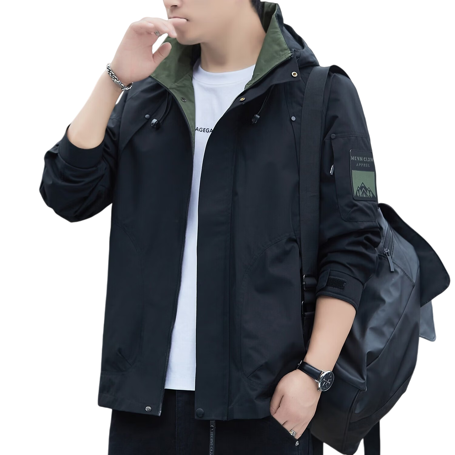 ROMON Men's Winter Cotton Padded Jacket Casual Executive Cold-Resistant Outdoor Sports Hooded Cotton Coat V6G Yellow 4XL
