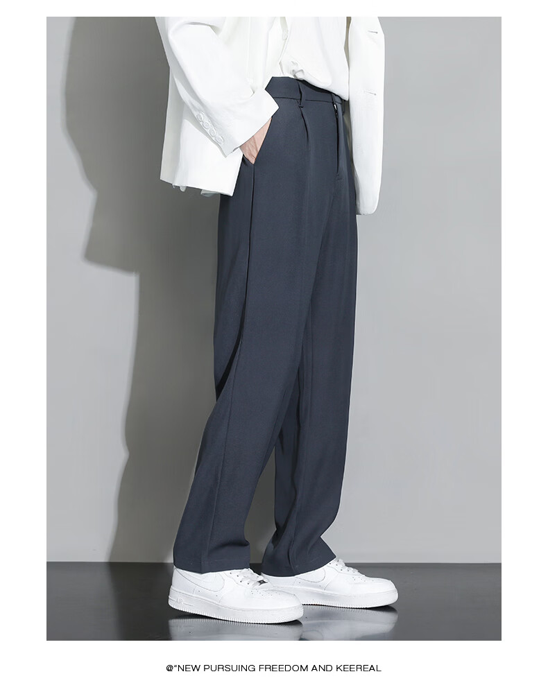 MULINSEN Men's Casual Straight-Leg Dress Pants Solid Color Simple Versatile Black 4XL 18
