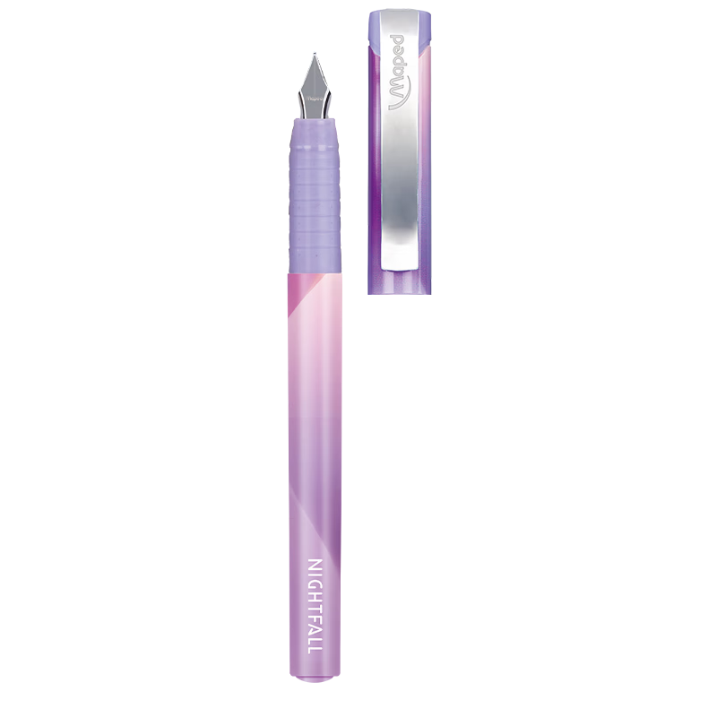 Maped Back-to-School Student Fountain Pen Refillable Ink Cartridge Primary School Standard Script Calligraphy Pen Beginner Practice Writing Pen 221515CH Dark Purple