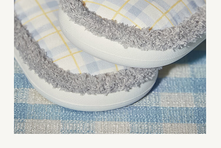 Gukoo Women's Four-Season Original Cute Koala Plaid Flat Home Slippers Vanilla Gray Size 38-39 3