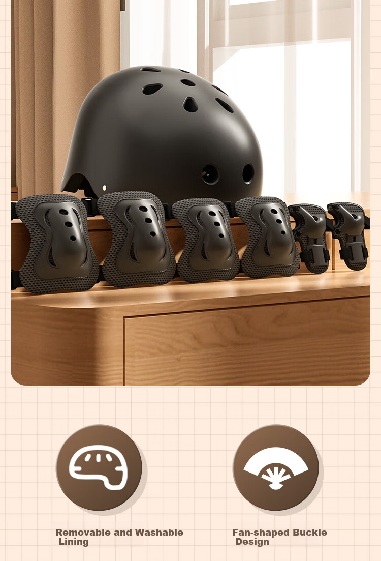 XTEP Kids Helmet and Protective Gear Set 7-Piece Roller Skating Skateboarding Balance Bike Bicycle Pads 2
