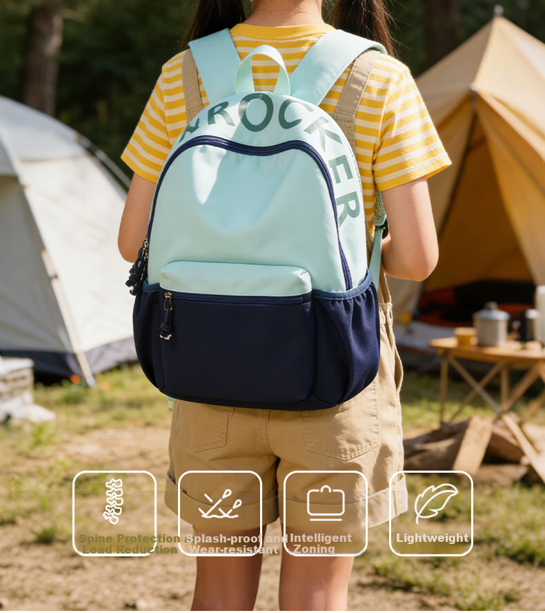 Qingqizhe School Backpack for Girls Grades 3-6 Children's Outdoor Large Capacity Casual Boys Shoulder Bag Model 4351 Blue 2