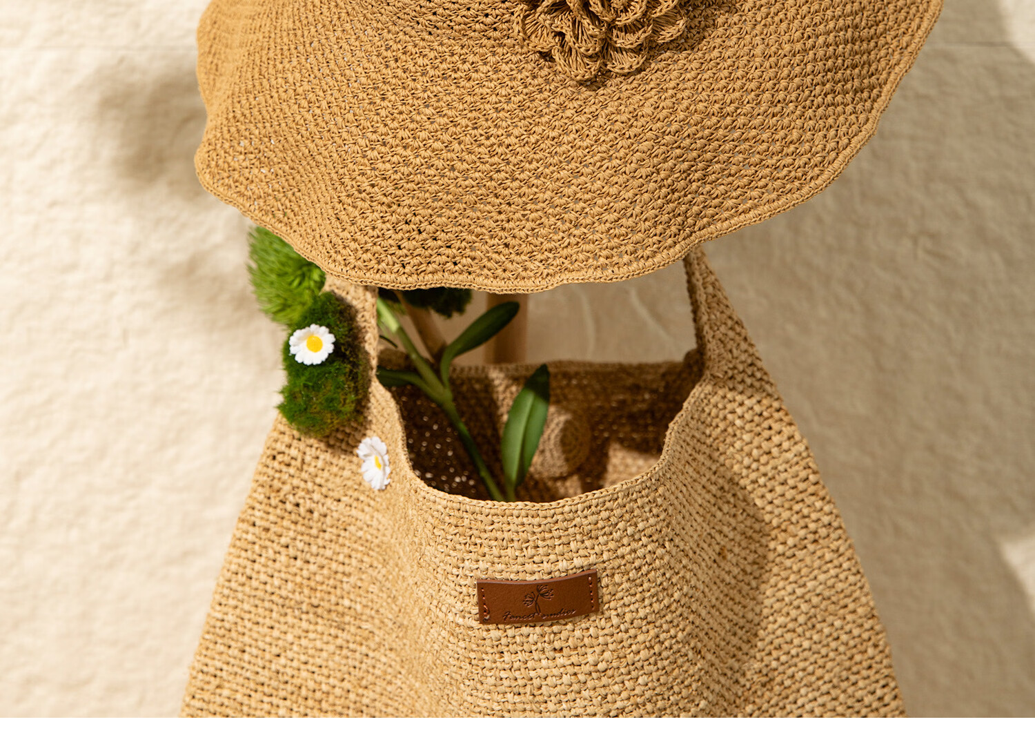 FANCET Women's Hand-Crocheted Straw Hat Spring Summer French Elegant Beach Vacation Floral Foldable Sun Hat 5