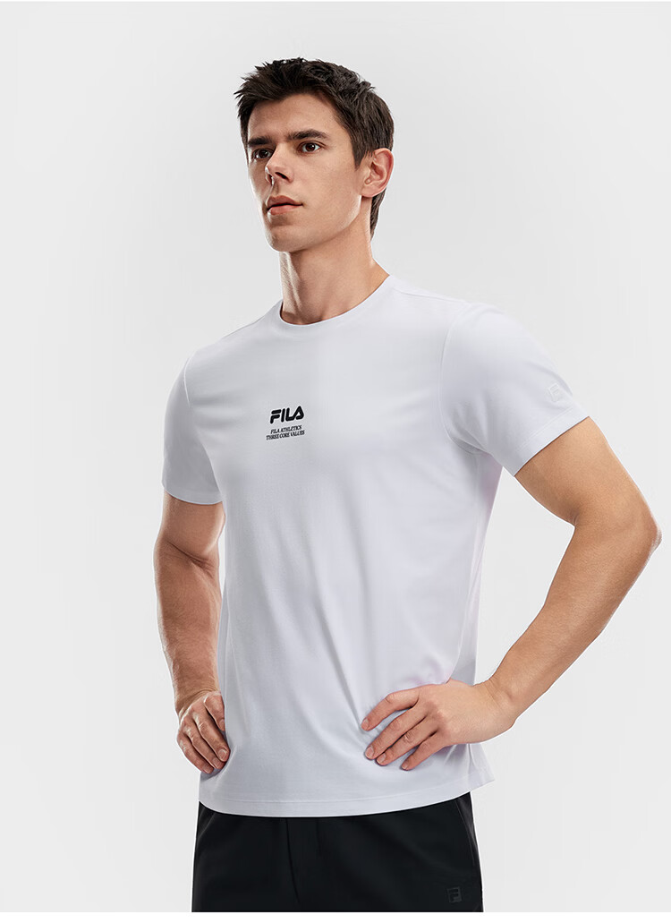 FILA Official Men's Knitted Short Sleeve Shirt 2026 Summer Fitness Sports Basic Moisture-Wicking Quick-Dry T-Shirt 51