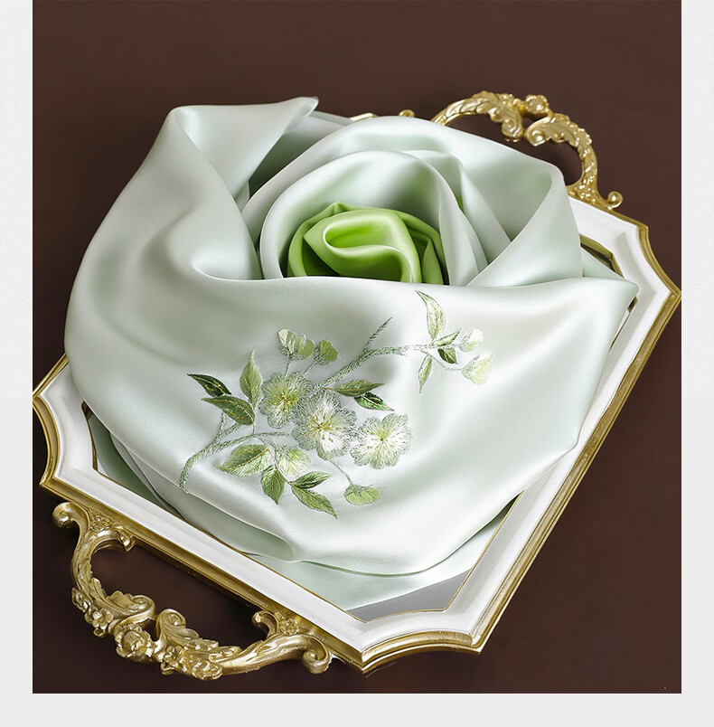 Hangsilu Silk Scarf for Women, Suzhou Embroidery Mulberry Silk Shawl, Birthday Gift, Holiday Present for Girlfriend, Mother, Elders, High-End 21