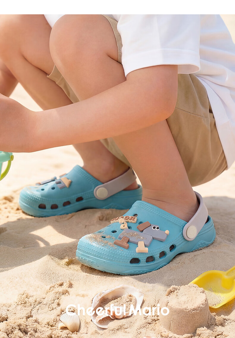 Cheerful Mario Baby Slippers Summer New Children's Home Breathable Bath Toddler Boys Girls Closed-Toe Beach Clogs 15