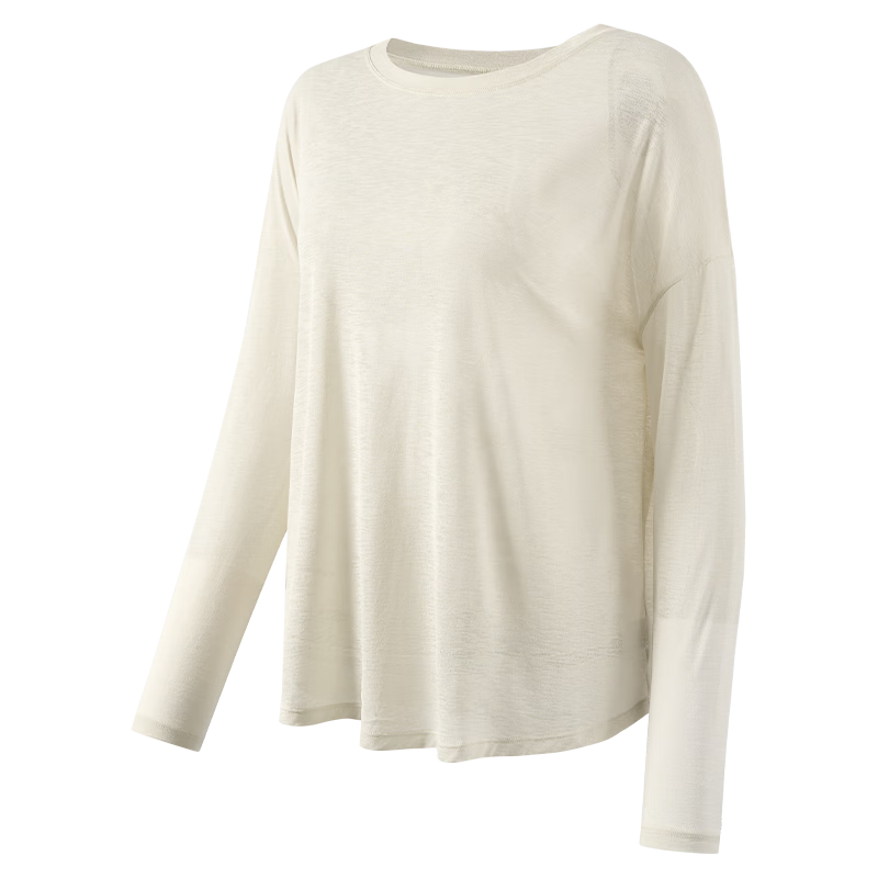 361° Bamboo Slub Yarn Loose Lightweight Hollow Out Back Sports Top Women Outdoor Versatile Yoga Cover Breathable Fitness Long Sleeve