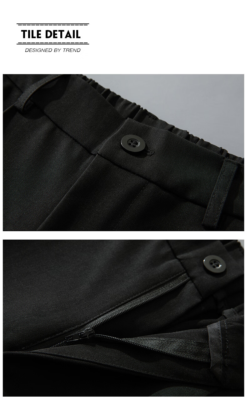 MULINSEN Men's Casual Straight-Leg Dress Pants Solid Color Simple Versatile Black 4XL 20