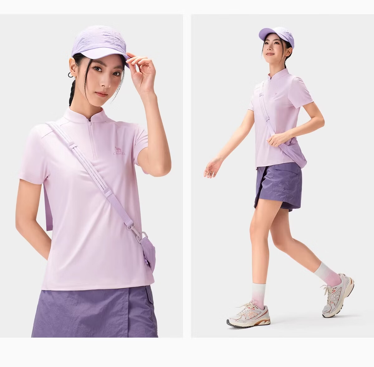 CAMEL Women's Outdoor Quick-Dry T-Shirt 26 Spring Summer Raglan Collar Breathable High Elastic Cooling Sun Protection Sports Top 1034 20