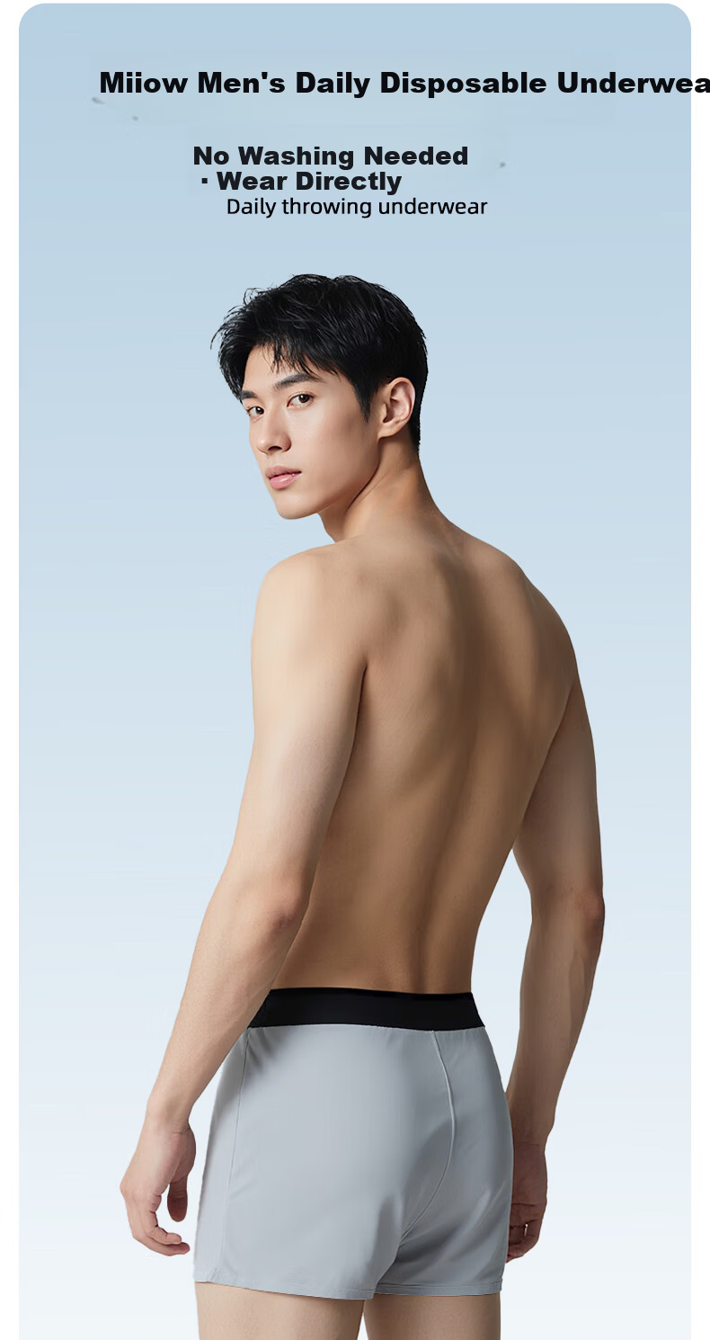 MiiOW Men's Disposable Cotton EO Sterilized No-Wash Non-Lint Travel Boxer Briefs 3XL 3