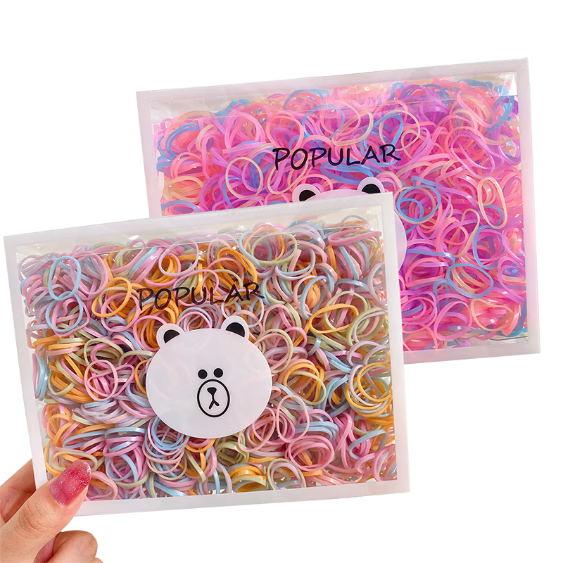 Chense Thickened Disposable High-Elasticity Hair Ties, Non-Damaging Hair Bands, Black, 1000 Pieces, Rubber Bands, Elastic Bands
