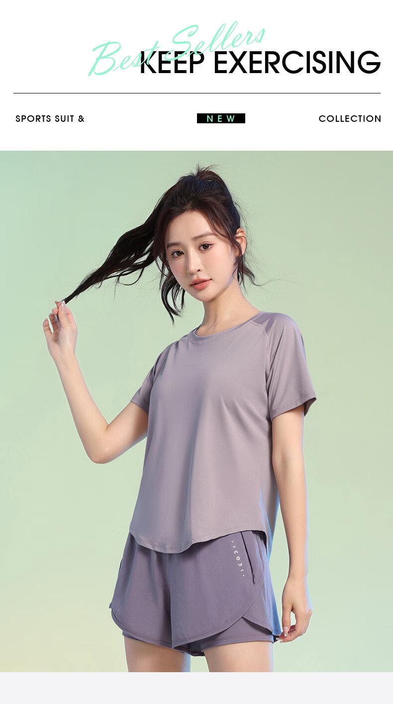 Baisirong Premium Summer Morning Running Sports Set for Women Short Sleeve Breathable Quick-Dry Badminton Slim Fitness Yoga Wear 1