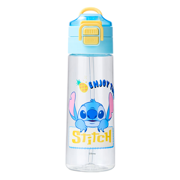 Disney Kids Plastic Water Bottle Large Capacity Sports Water Bottle Summer High-Quality Straw Cup Portable Student Travel Cup