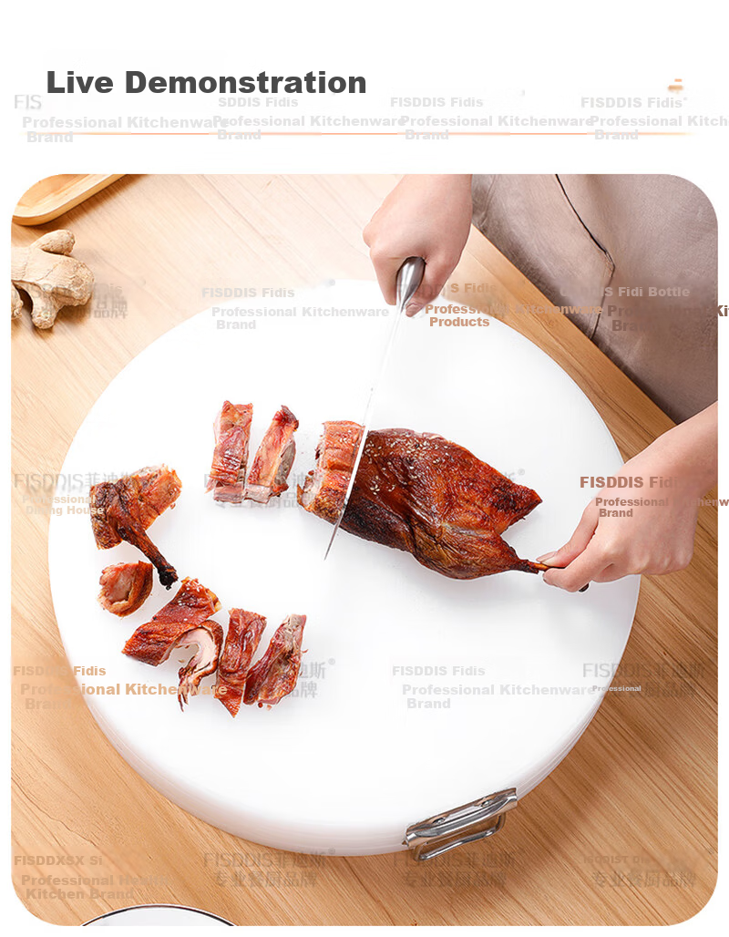 FISDDIS Round Extra Thick PE Cutting Board 40x5cm Meat and Vegetable Chopping Board Food Grade Antibacterial Mold Resistant Bone Chopping Block 24