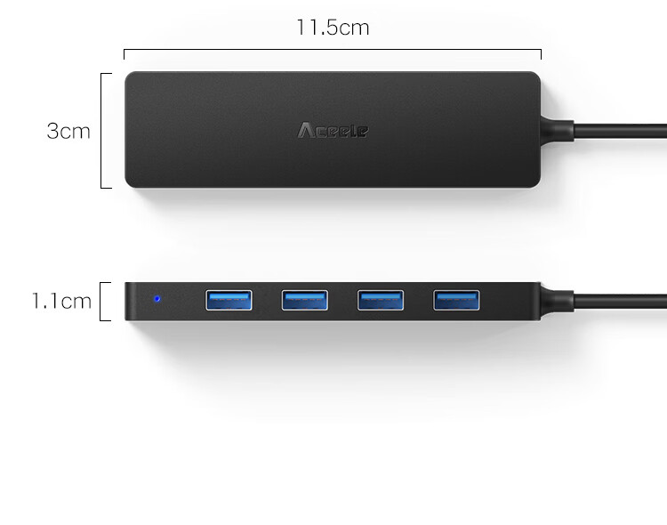 ACEELE USB 3.0 4-Port High-Speed Hub Type-C Power Delivery Splitter 1m Plug and Play Compatible with Apple/Huawei 11