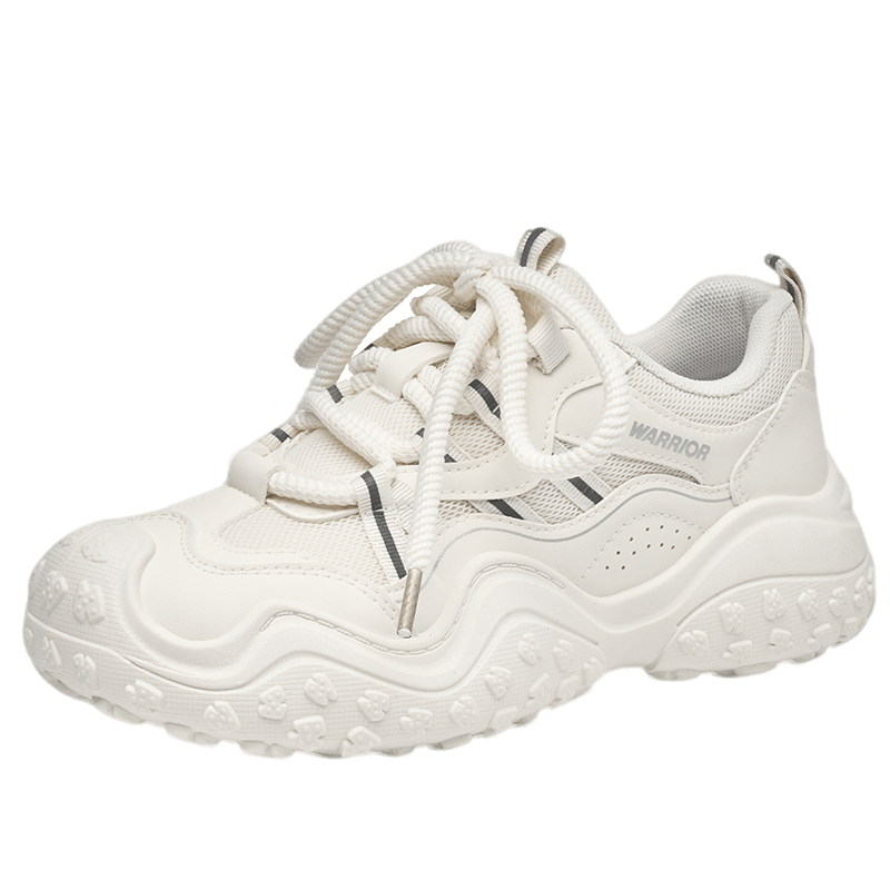 Warrior Official Women's Shoes 2026 Summer New Outdoor Hiking Shoes Women Thick Sole Lightweight Ugly Cute Shoes Beige Size 36