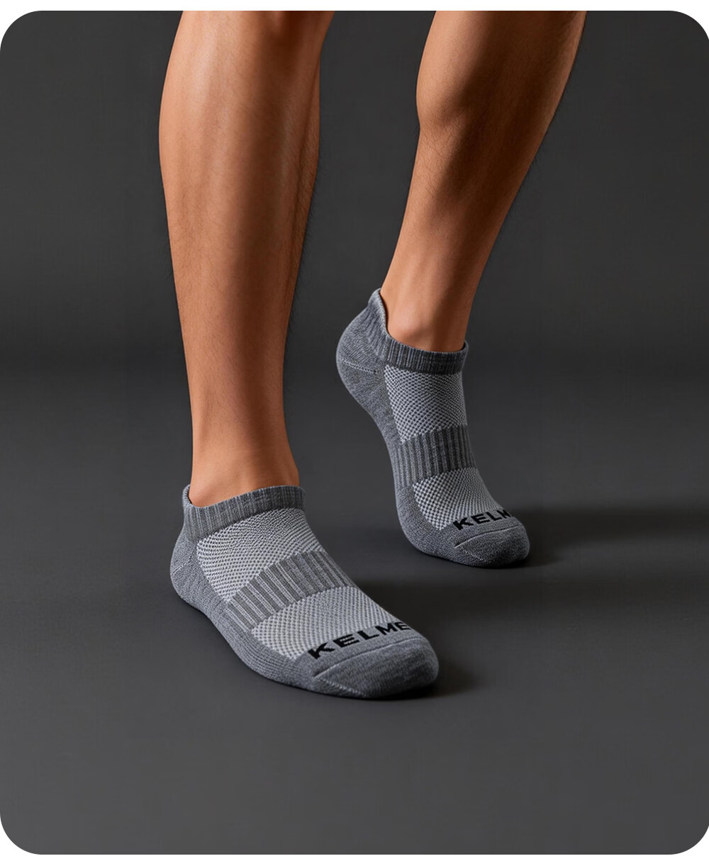KELME Sports Socks (3 Pairs), Summer Sweat-Absorbing Short Socks, Spring And Summer Cotton-Padded Socks for Men And Women, Terry Bottom Socks for Running, Basketball, And Boat Socks 13
