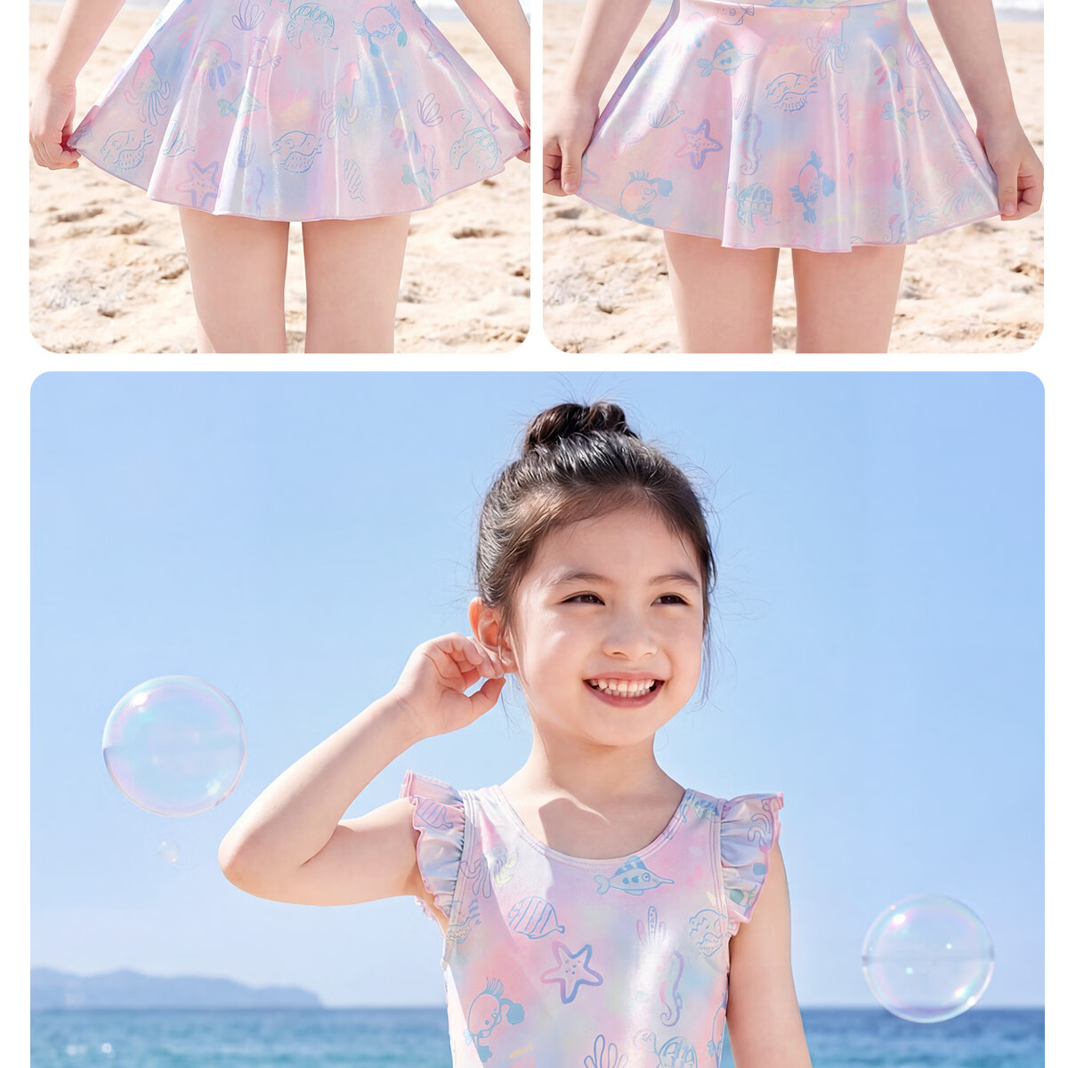 361° Kids Girls One-Piece Skirted Swimsuit Breathable Comfortable Princess Style Toddler Swimwear for Hot Springs and Swimming 18