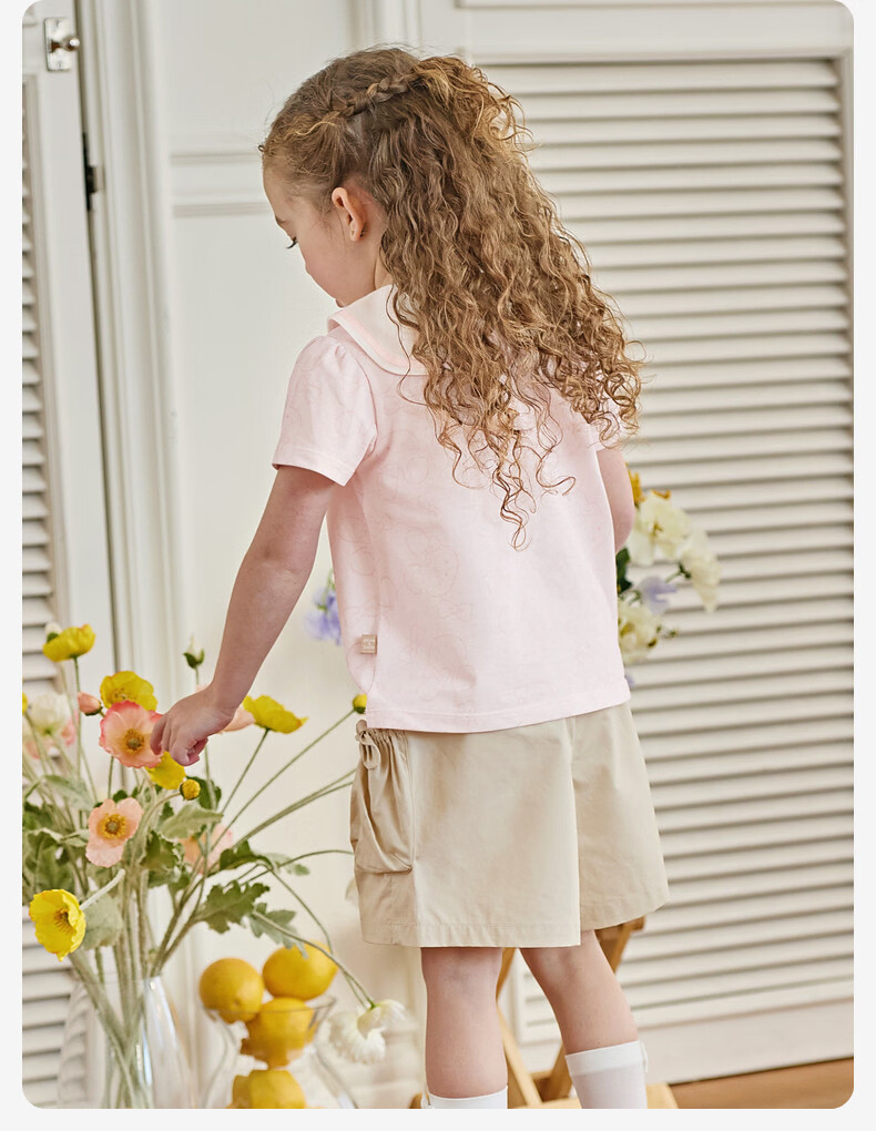 DAVE & BELLA Girls' Short Sleeve T-Shirt Summer Baby Class A Base Shirt Fashionable Children's Top 8