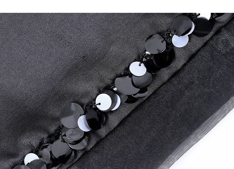 Demana Elegant Secret Spring Shiny Elastic Waist Sequin Spliced Little Black Skirt Petite Women's Skirt 13