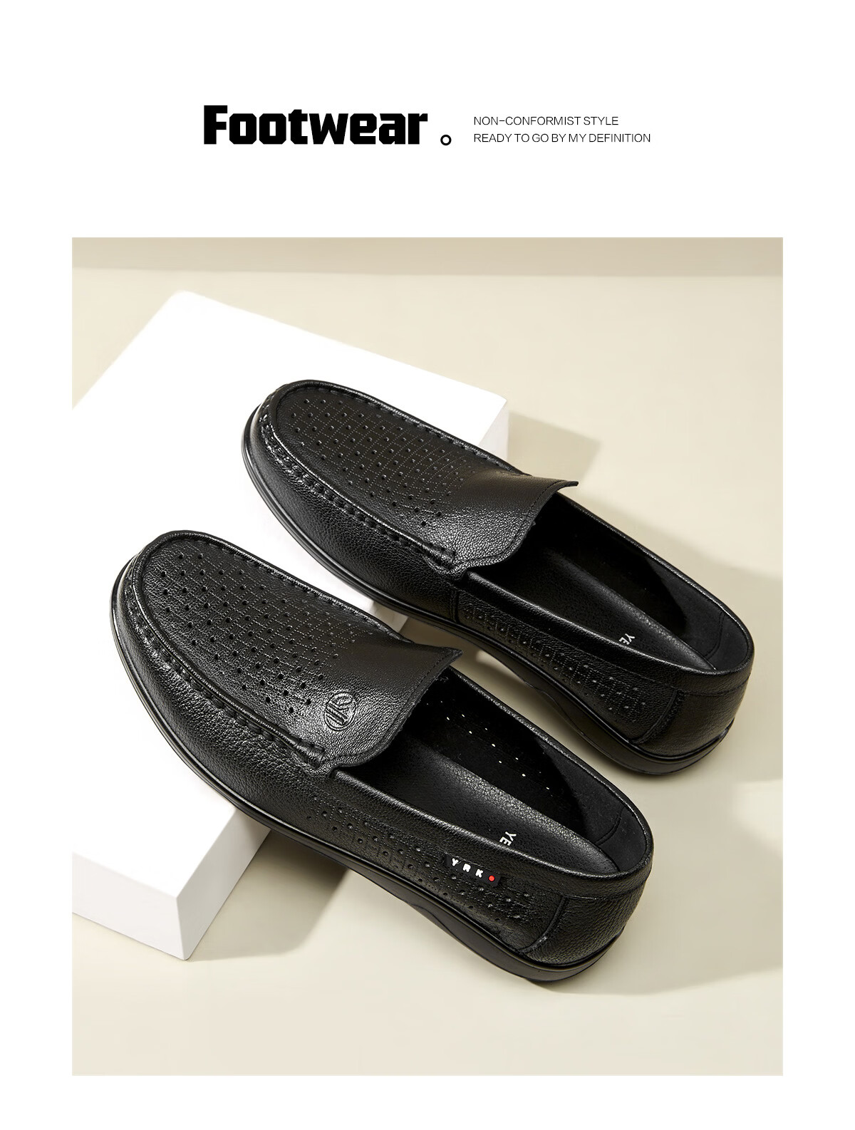 Eierkang Men's Perforated Breathable Driving Shoes Business Casual Leather Loafers Moccasins Black 38 57364W 2