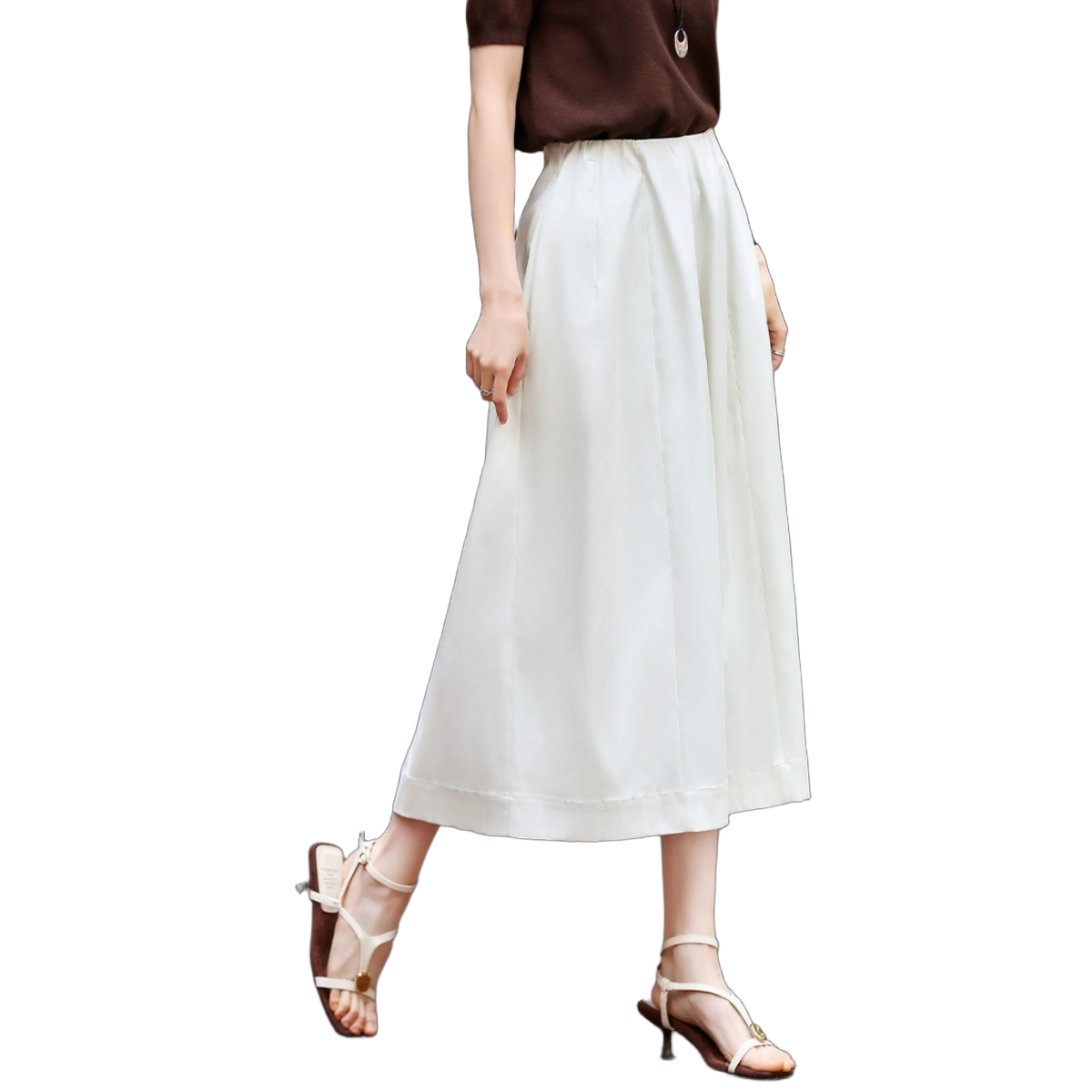 Demana Nordic Cotton Three-Proof Spring Japanese Style Elastic Waist Eight-Panel Umbrella Skirt A-Line Petite Women's Skirt