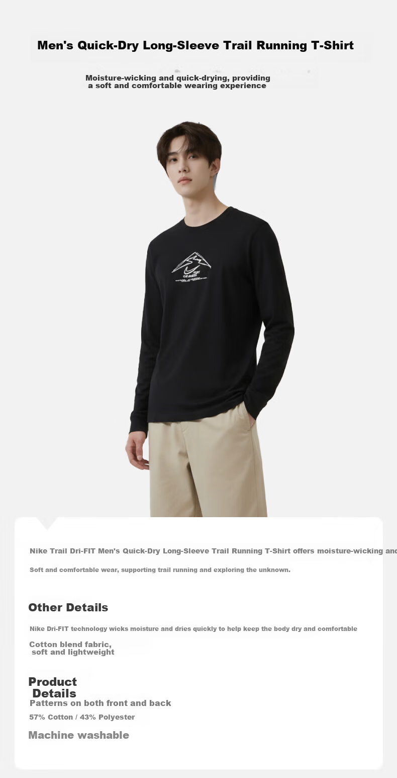 NIKE Men's Crew Neck Pullover Moisture-Wicking Quick-Dry Sweatshirt Sportswear HV4197-010 Black 2XL 1