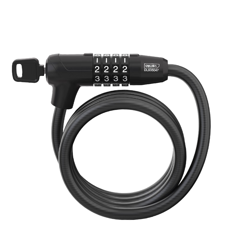 Deli Bicycle Lock [Password + Key Dual Opening] 4.0 Thickened Steel Cable Lock with Four-Digit Password, 120cm Anti-Theft And Cut-Resistant
