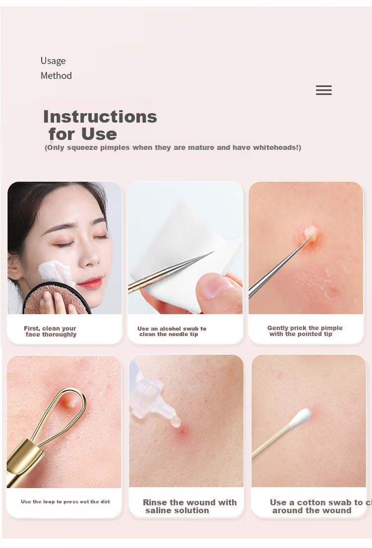 Yefili Two-Piece Set Ultra-Pointed Dolphin Clip Cell Clip Blackhead Extractor Acne Needle Eyelash Tweezers Pimple Cleaning Acne Removal Tool 10