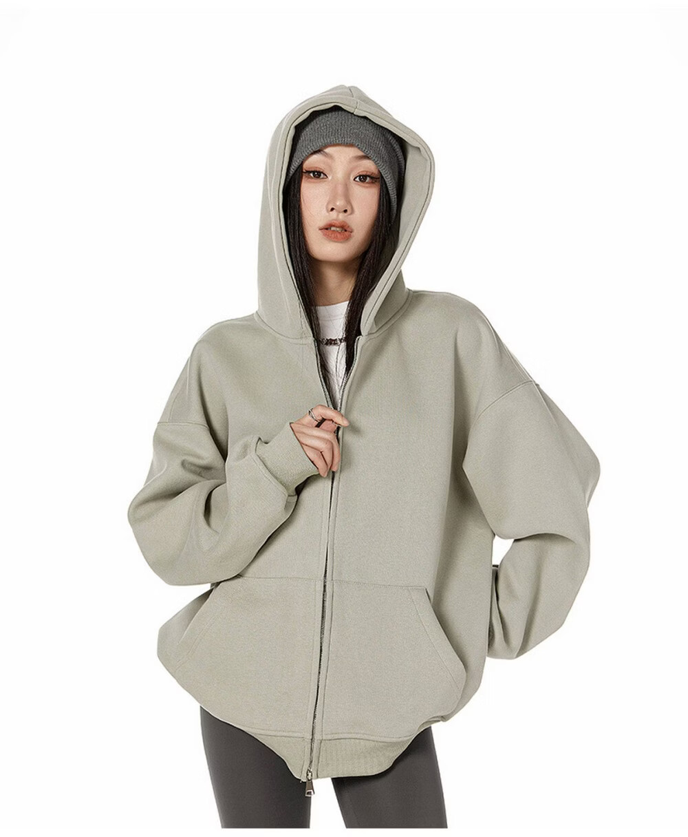 ICH MODE Women's American Style Hoodie Jacket 2026 Spring Autumn New Loose Fit Zip-up Lazy Long Sleeve Top Black S 20