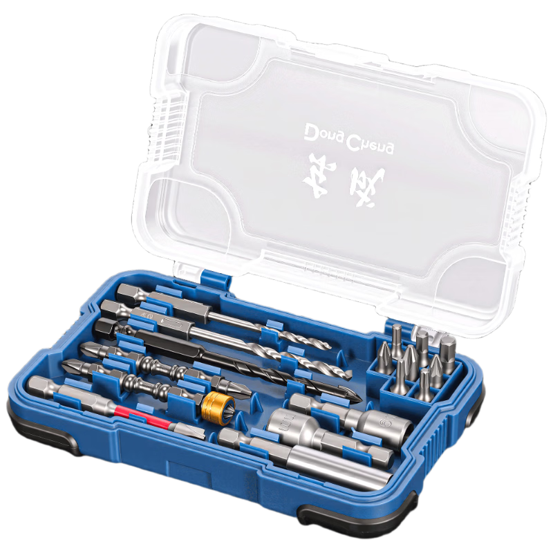Dongcheng Lithium Electric Drill Cordless Screwdriver Household Power Drill Tool Kit 18-Piece Set