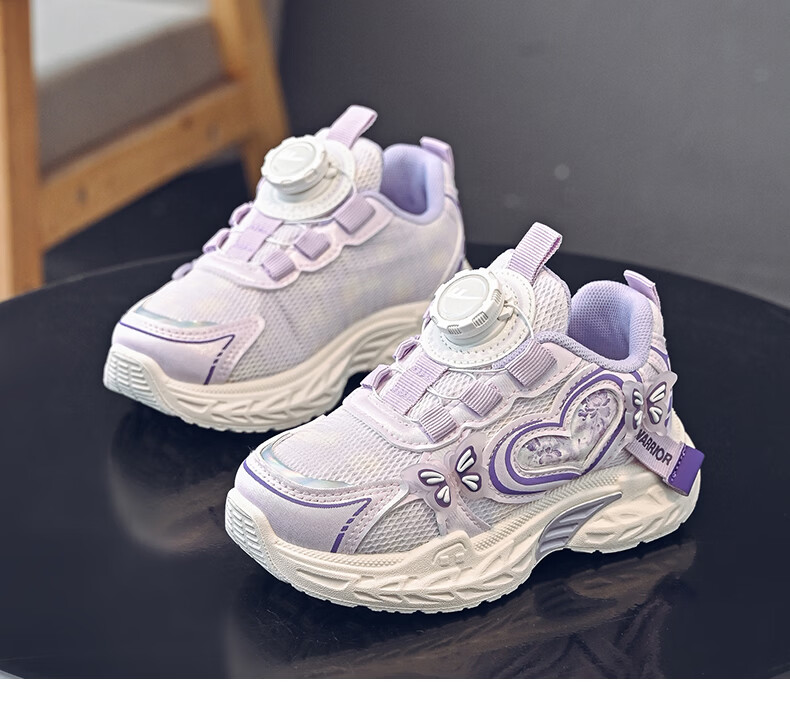 Warrior Spring Autumn Girls' Dad Sneakers Breathable Mesh Running Shoes Kids Sports Casual Shoes WZ-2189 Purple Size 33 11