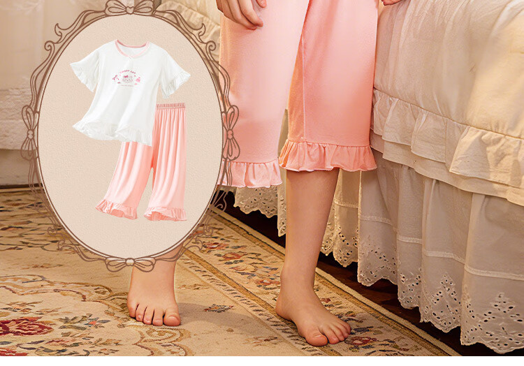 DEESHA Girls' Short-Sleeve Pajama Set, Children's Loungewear And Sleepwear 5