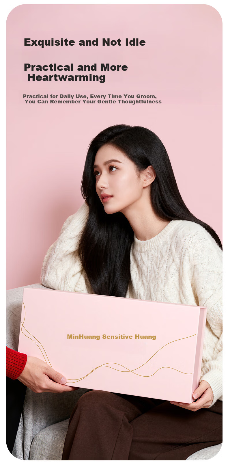 MinHuang Birthday Christmas Gift Box Wireless Cool Air Styling Straightening Brush for Women Mom Girlfriend Friends 2