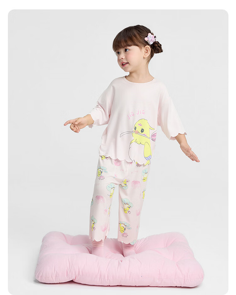 Balabala Baby Summer Pajama Set Air Conditioning Clothes Boys Girls Homewear Soft Skin-Friendly Adjustable 28