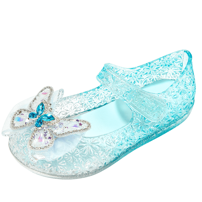Barbie Summer Kids Sandals Girls Butterfly Jelly Shoes Girls Crystal Shoes DA7233 Blue Size 30