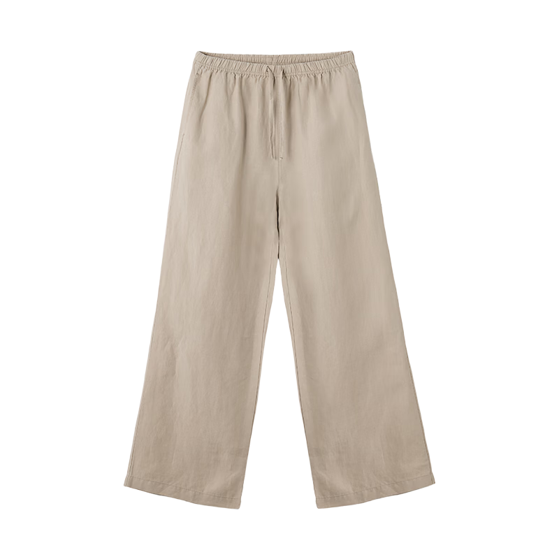 JD Jingzao 100% Linen Vintage Style Casual Pants for Women 2026 Spring New Slim Fit Linen Color XL