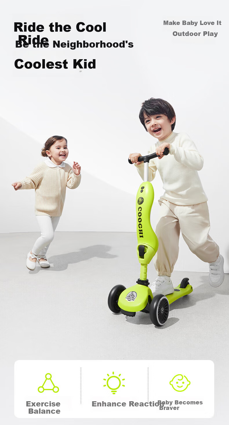 CoolQi 6-in-1 Scooter Baby Ride-on Car Children's Glider Stroller Magic 1-6 Years Universal Wheel CoolQi 12