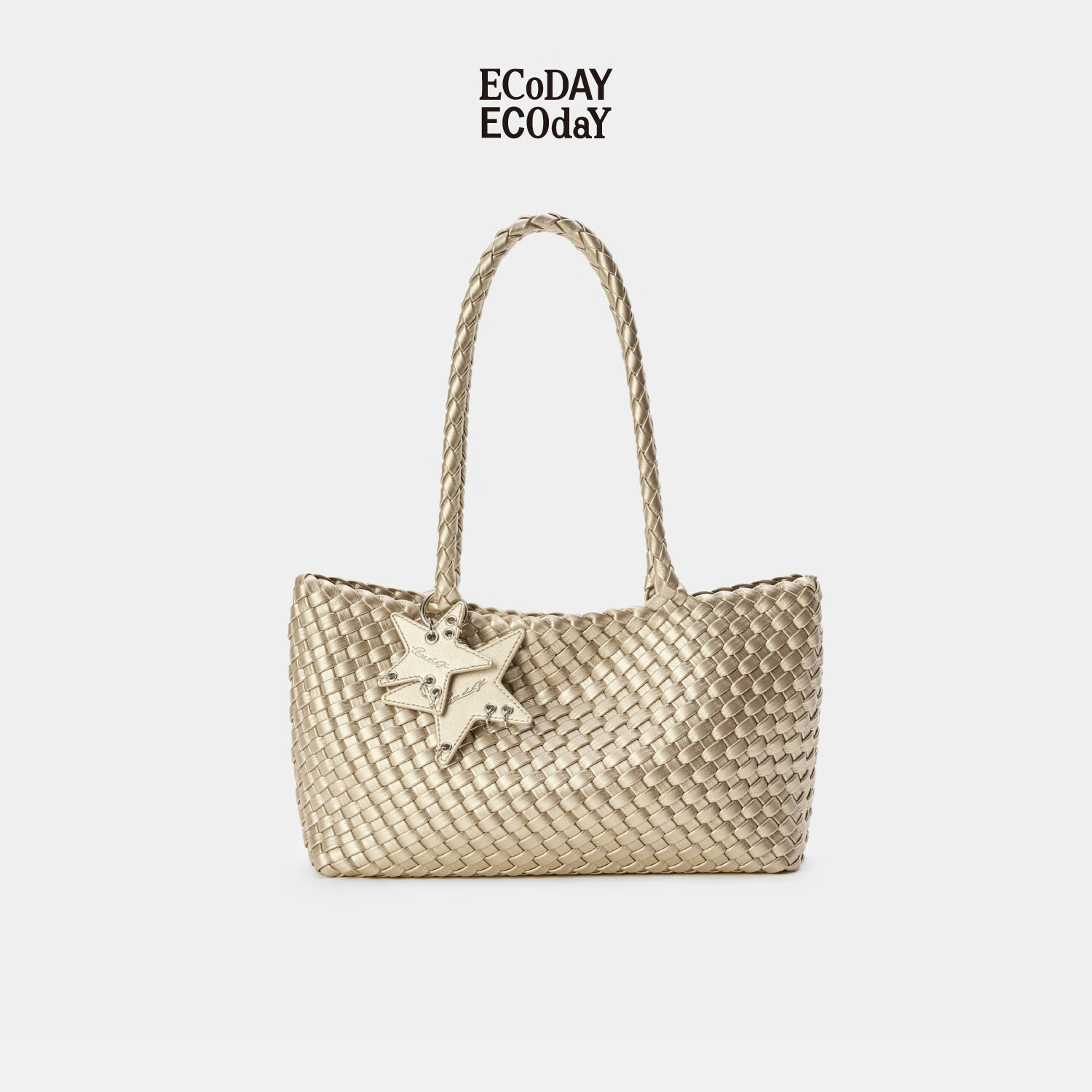 ECODAY Original Design Horizontal Woven Commuter Underarm Shoulder Tote Bag for Women Birthday Valentine's Day Gift