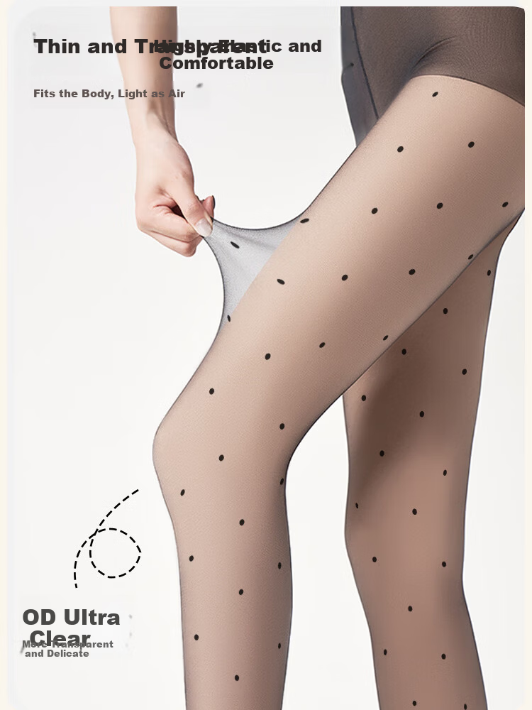 9i9 Sheer Polka Dot Black Stockings Women's Anti-Snag 0D High Transparency Durable Pantyhose Sexy Pure Desire Lingerie Socks 3-Pack S25 6